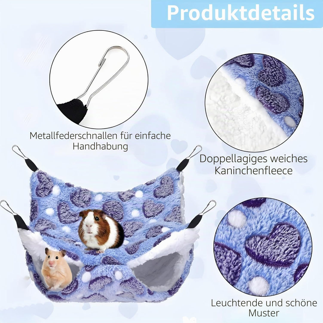 4 Stück Haustierkäfighängematte, Hängende Kleintierbetten, Rattenhängematten, Warme Nager Hängematte