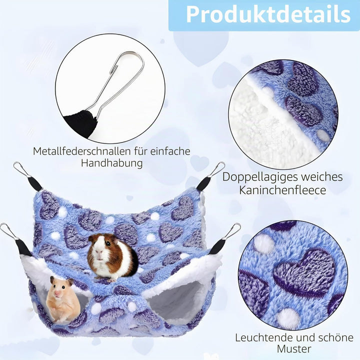 4 Stück Haustierkäfighängematte, Hängende Kleintierbetten, Rattenhängematten, Warme Nager Hängematte