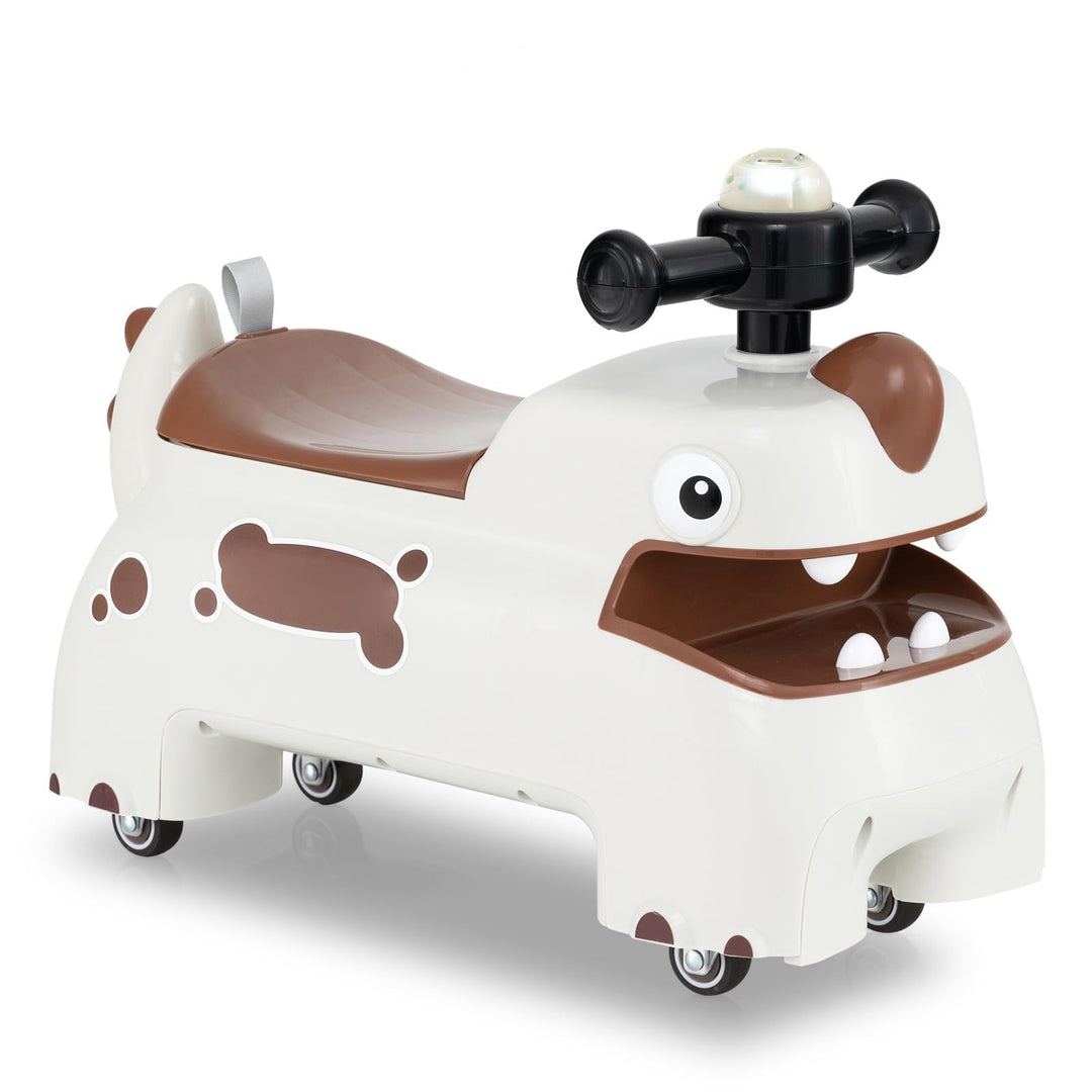 DREAMADE Rutschauto, Dinosaurier Rutschfahrzeug mit Hupe, Musik, Lichtern, Stauraum unter dem Sitz &
