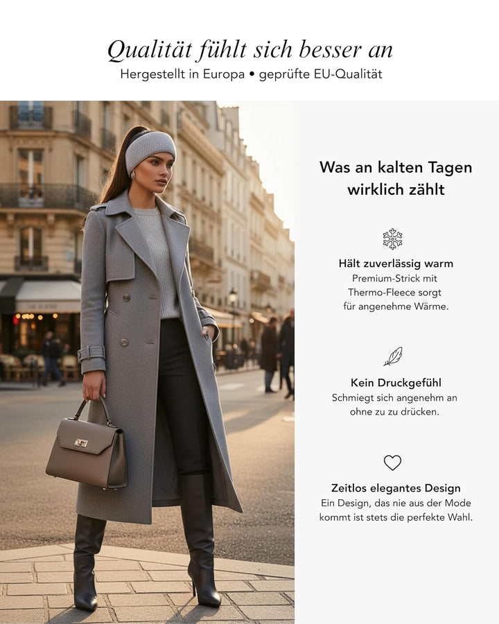 Baesics Stirnband Grau für Damen & Herren – warme & elastische Unisex Ohrenwärmer mit Fleecefutter -