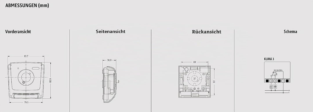 VEMER VE019600 KLIMA 3 - Mechanischer Raumthermostat, Heizungsthermostat, Thermostat mit Betrieb Hei