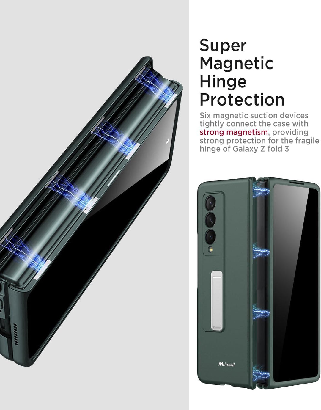Miimall Kompatibel mit Samsung Galaxy Z Fold 3 Hülle mit Displayschutz Anti-Peeping+Magnetischer Sch