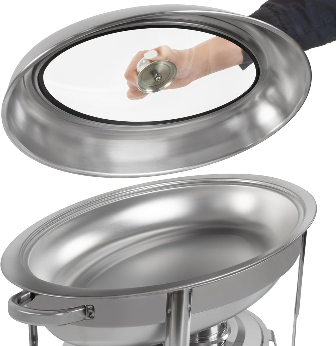 Mahlzeit Edelstahl Chafing Dish oval 5 Liter | Speisenwärmer rund, Wärmebehälter, Warmhaltebehälter