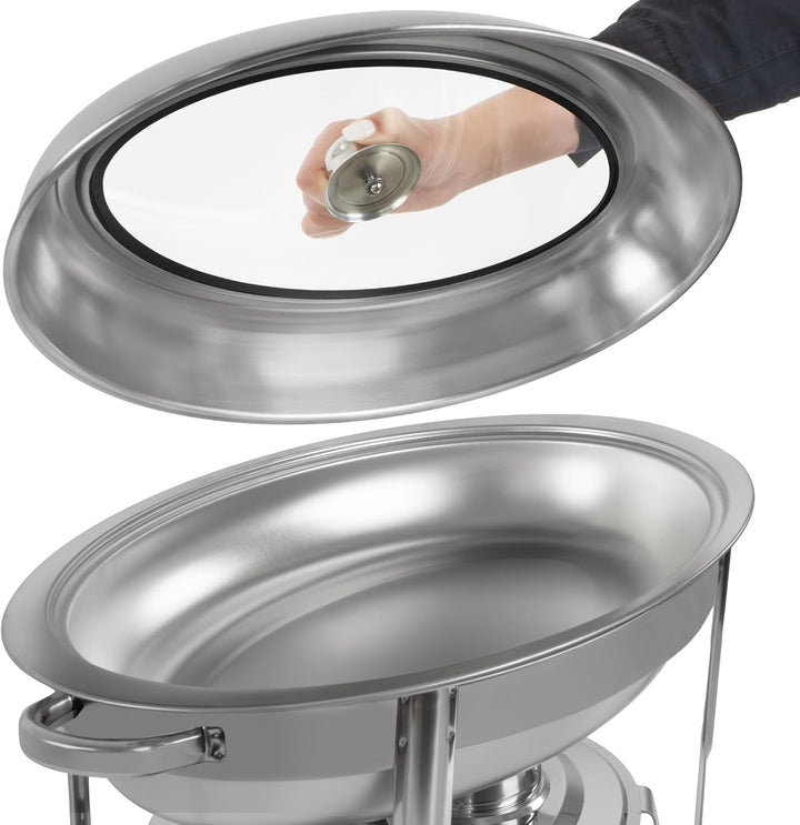 Mahlzeit Edelstahl Chafing Dish oval 5 Liter | Speisenwärmer rund, Wärmebehälter, Warmhaltebehälter