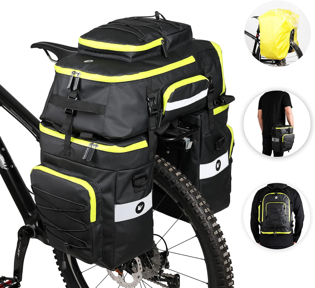 Rhinowalk 3 IN 1 Multifunktional Fahrrad Gepäckträgertaschen 65L Fahrrad Rücksitz Tasche Gepäckträge