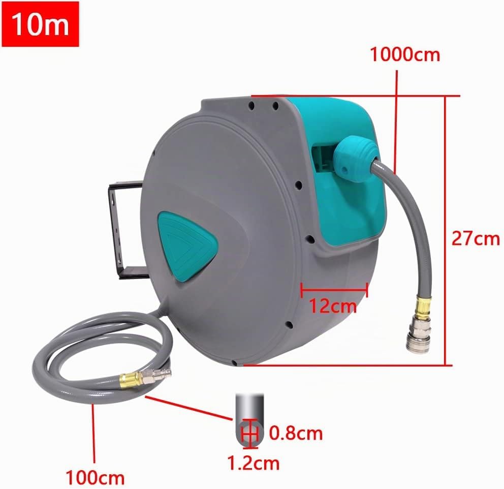 UISEBRT Schlauchtrommel Automatik Druckluft 10m - Druckluftschlauch Aufroller Wandschlauchhalter Gra