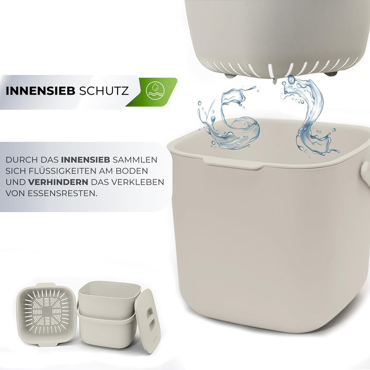 YourCasa® Biomülleimer Küche - 7L - Komposteimer für alltäglichen Biomüll Behälter - Spülmaschinenfe