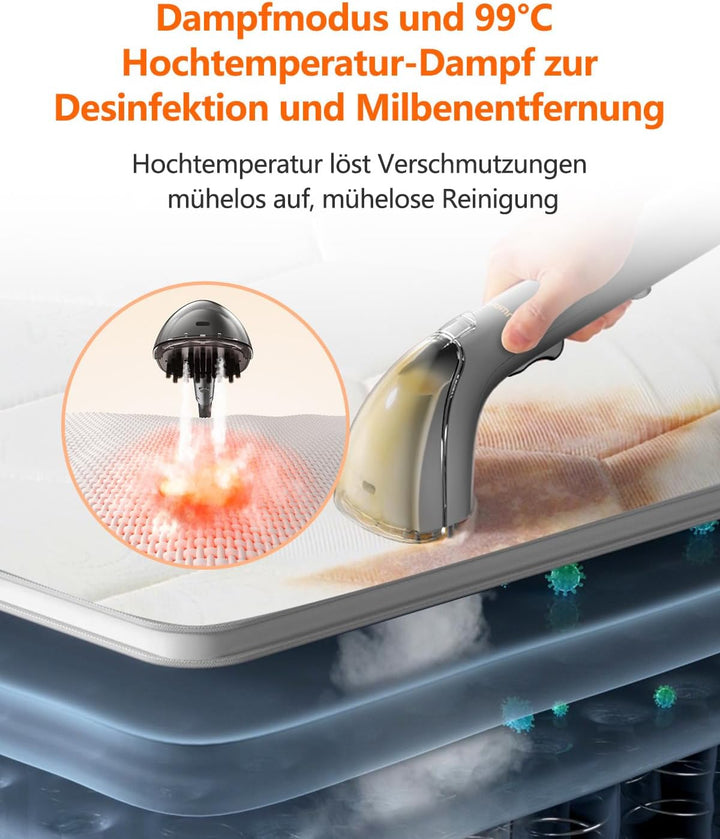 Uwant B200, Polsterreiniger Gerät, 1900W, Dampfreinigungsfunktion | Für Teppiche, Sofas, Vorhänge, K