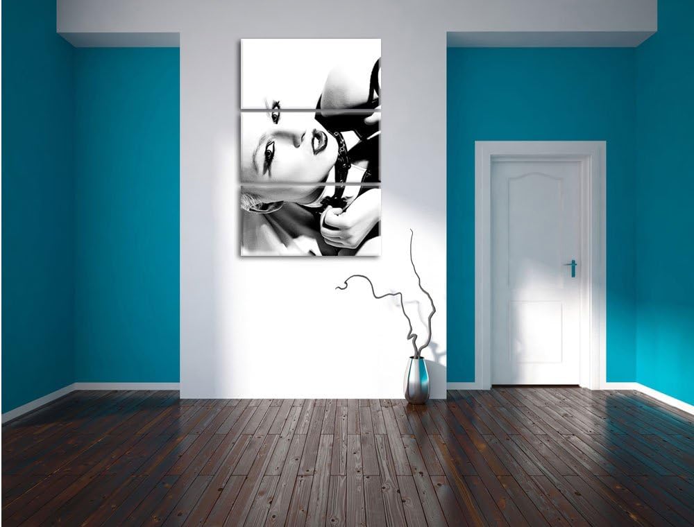 Pixxprint Sexy Woman mit Rose als Leinwandbild/Grösse: 3 Teilig (120x80) cm/Wandbild/Kunstdruck/fert