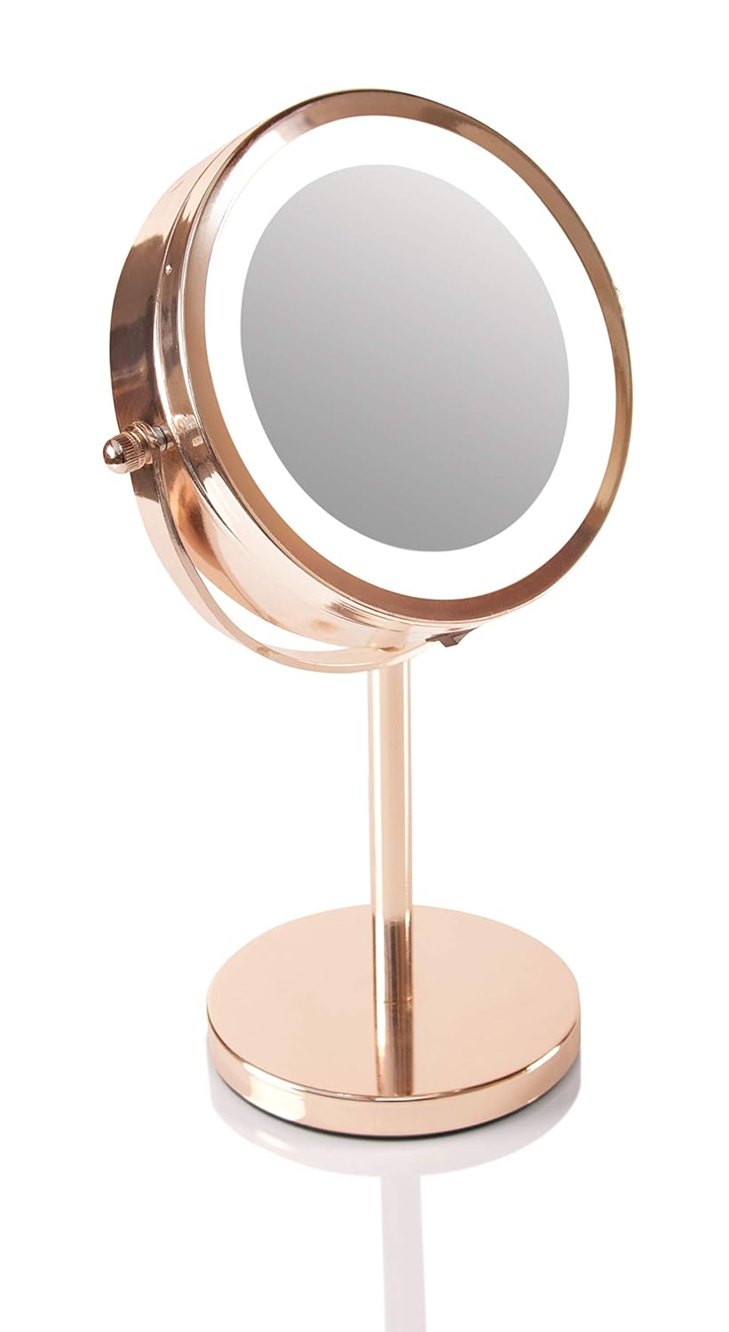 Rio Kosmetikspiegel mit LED-Beleuchtung, doppelseitig, 360° drehbar, 1- und 5-fache