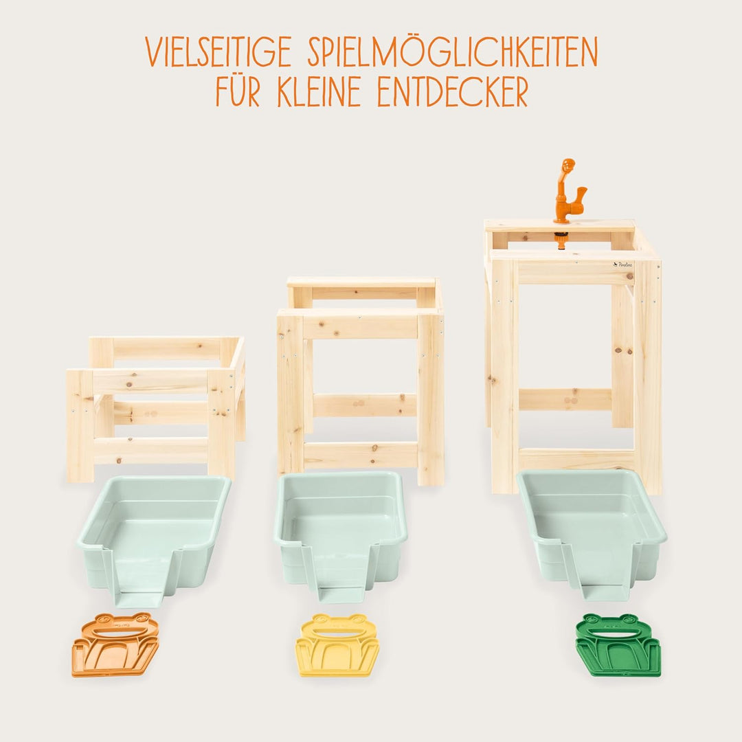 PINOLINO Wasserspieltisch-Set Frolino, 3-teilig, Outdoor Wasserspielzeug für Kinder, Gartenspielzeug
