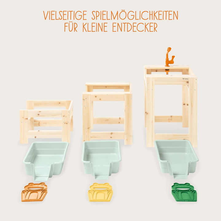 PINOLINO Wasserspieltisch-Set Frolino, 3-teilig, Outdoor Wasserspielzeug für Kinder, Gartenspielzeug