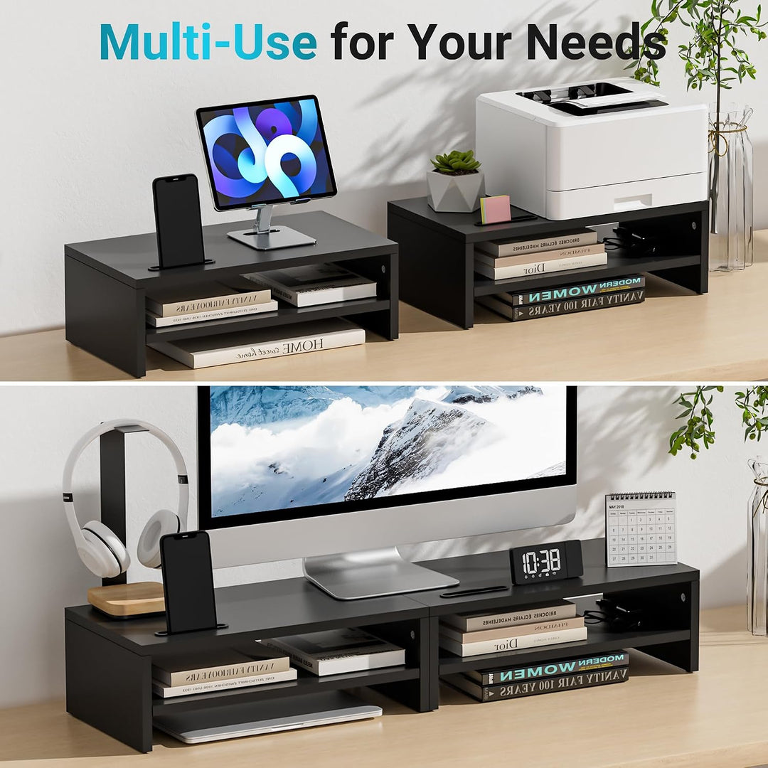 BONTEC Monitorständer, Unterbau Bildschirm, PC Bildschirm Ständer mit Handyhalter, Ergonomischem Lap