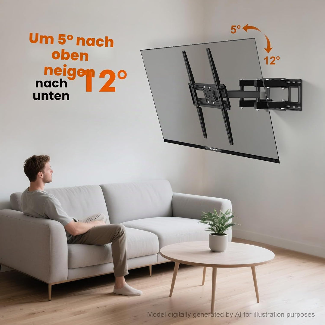 GRIFEMA TV Wandhalterung Fernseher Halterung für 26-65 Zoll, Schwenkbar Neigbar Ausziehbar Universal