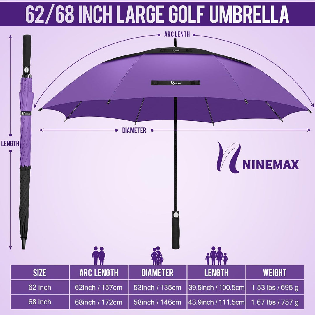 NINEMAX Golfschirm Gross 62/68 Inch Golf Regenschirm Sturmfest Automatik Öffnen Golf Regenschirm Dop