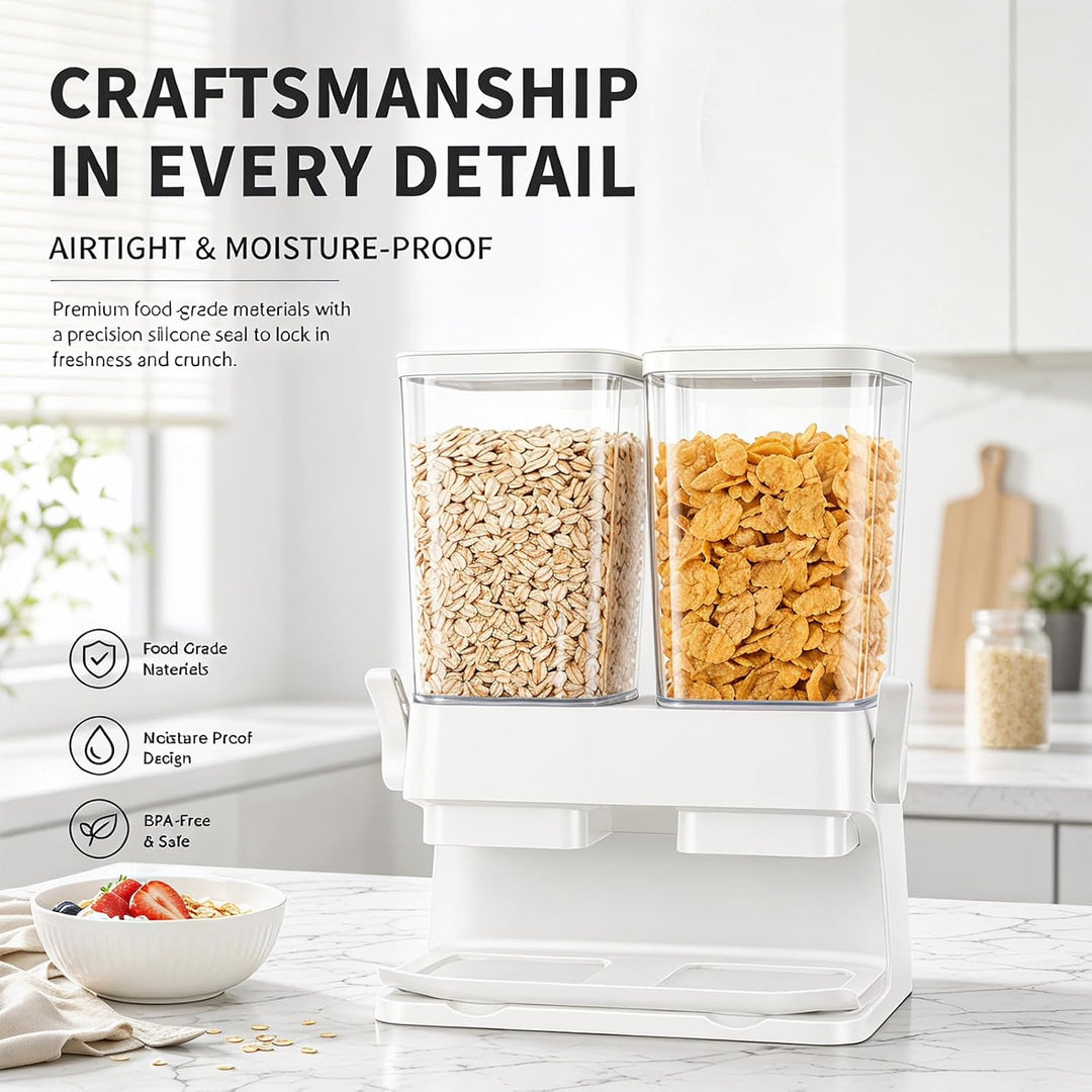 Müslispender 2er Pack, Doppelter 3-Liter Cornflakes Behälter, Cornflakes Spender für Trockenlebensmi