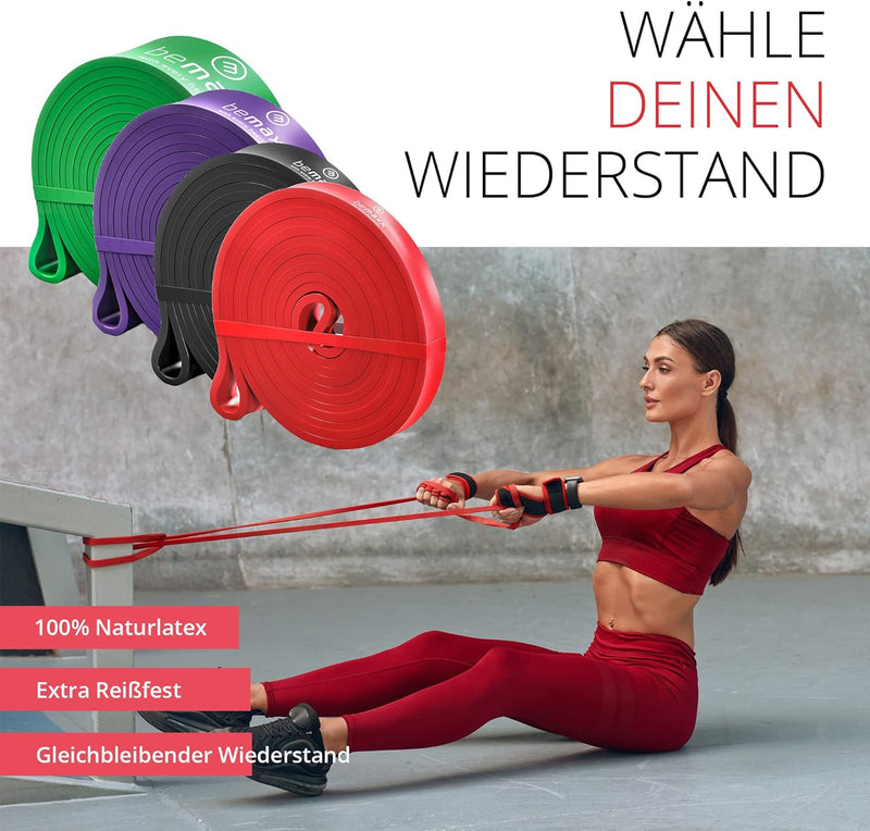 Fitnessband Pull Up Resistance Band, Klimmzughilfe + Trainings-eBook - DAS Klimmzug Widerstandsband