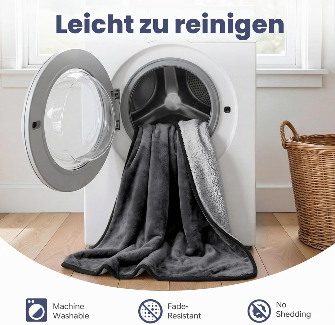 PETTOM Hundedecke Wasserdicht, Hundedecke Flauschig aus Sherpa Fleece, Hunde Decke Sofaschutz, Katze