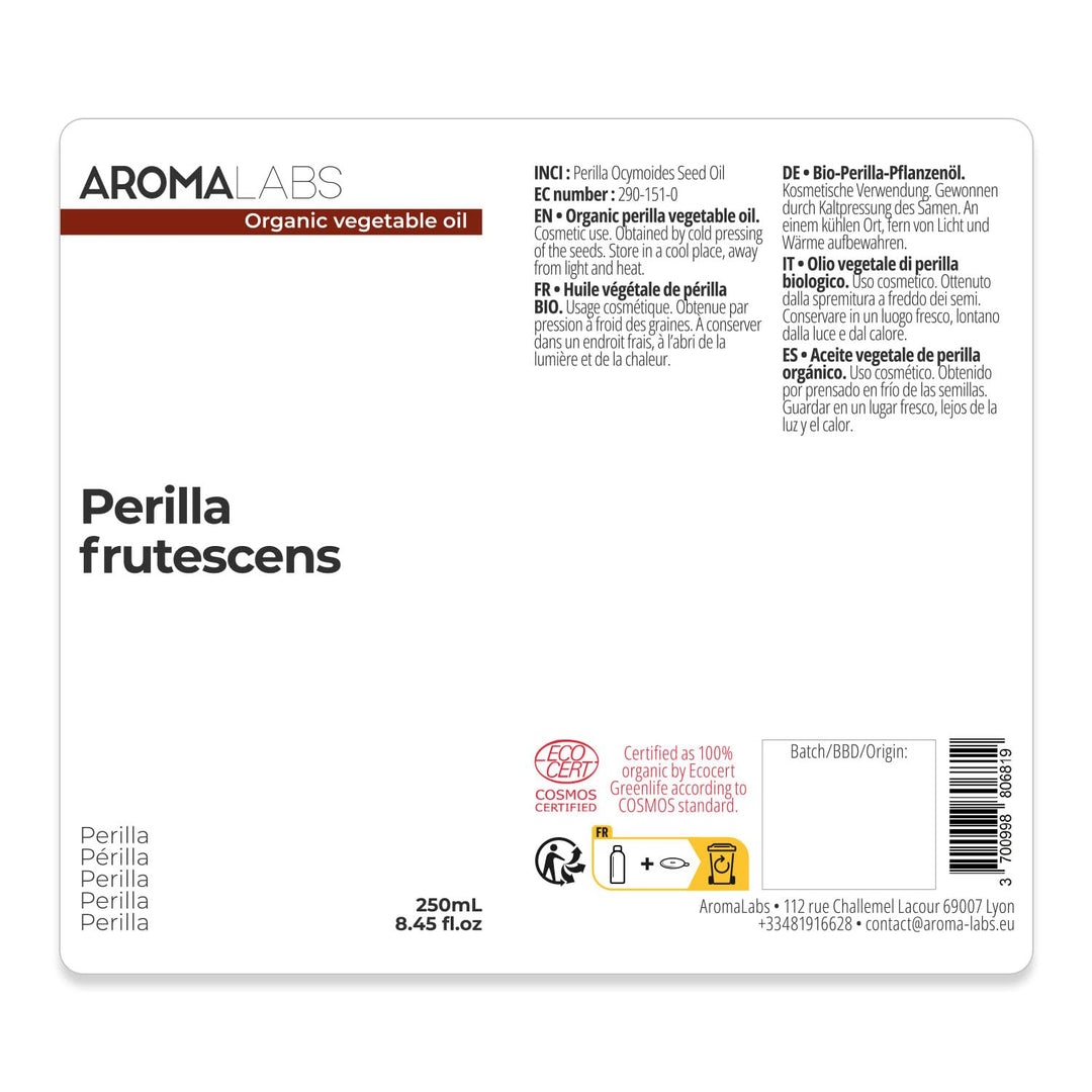 Bio Perillaöl (Perilla frutescens L) – kaltgepresst & unraffiniert – 100% reines Pflanzenöl – 250 ml