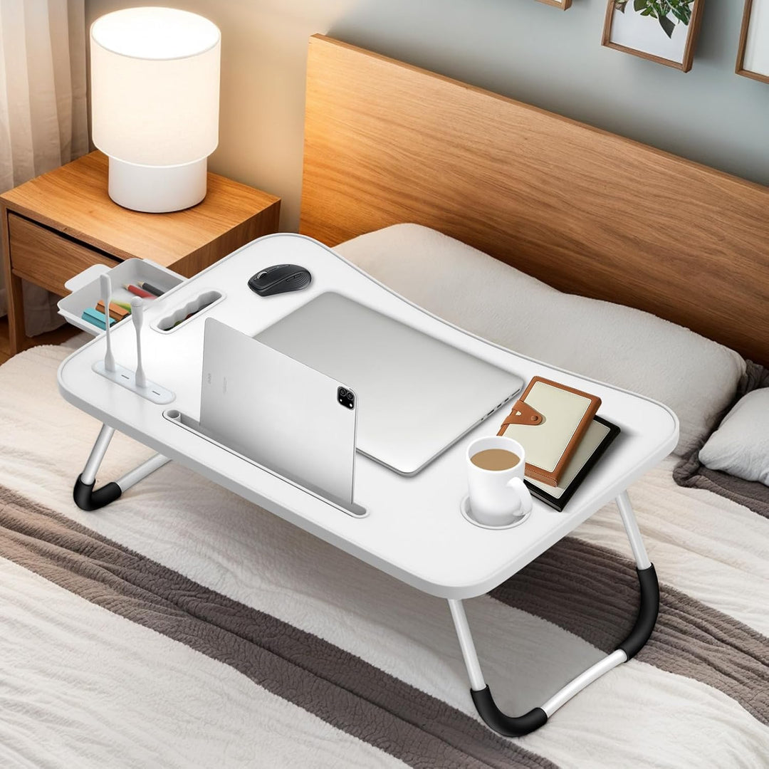 Klappbarer Laptop-Schreibtisch 60x40cm – Leichter, Multifunktionaler Bett Schreibtisch mit Kartensch