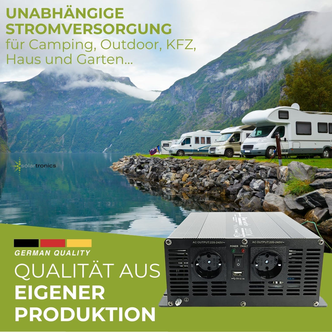 solartronics Spannungswandler Wechselrichter Intverter NM 2000-4000 Watt 12V zu 230V schwarz USB Sch