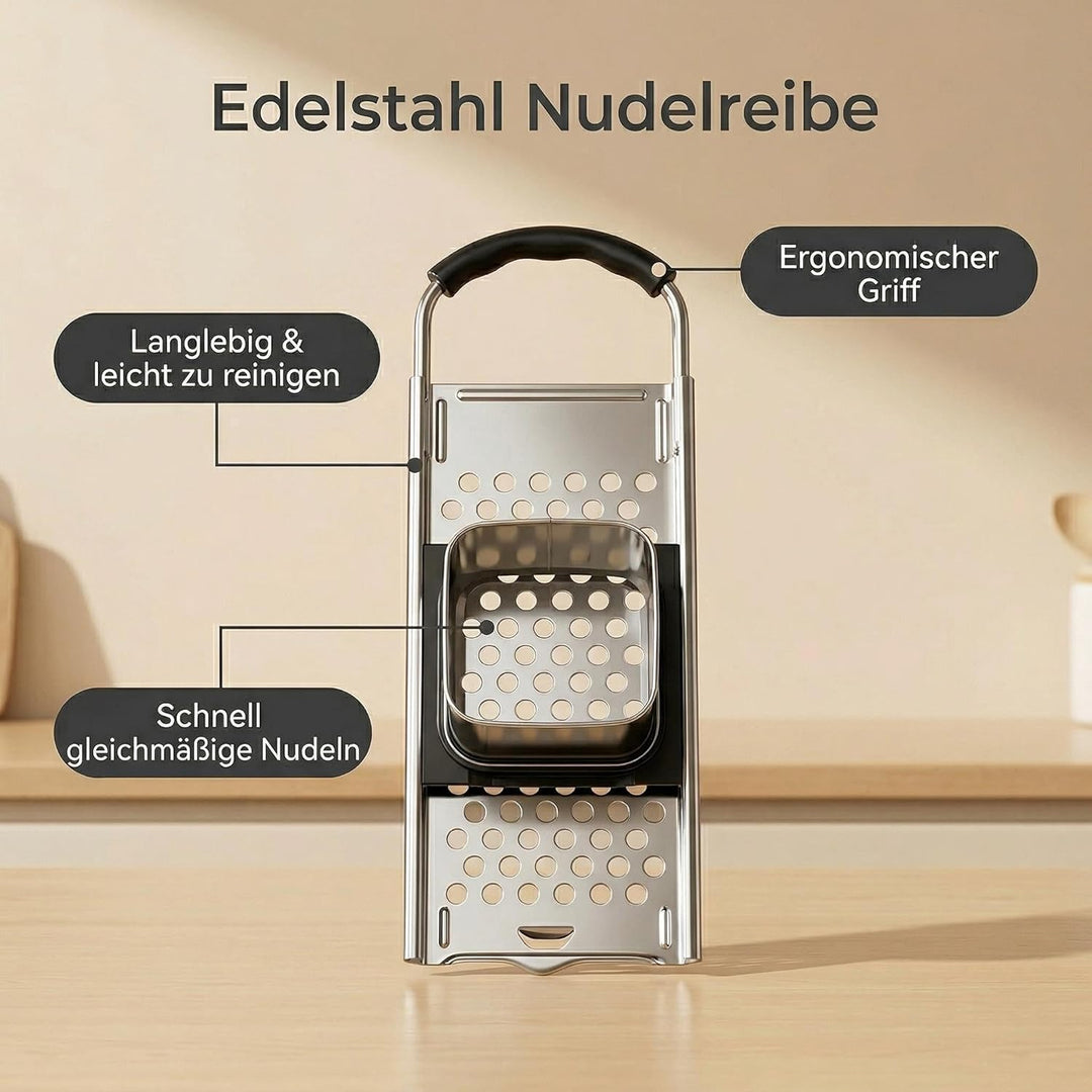 Spätzlehobel Edelstahl, Spätzlepresse mit Teigschlitten, Spätzlesieb, Spätzlereibe Ist Spülmaschinen