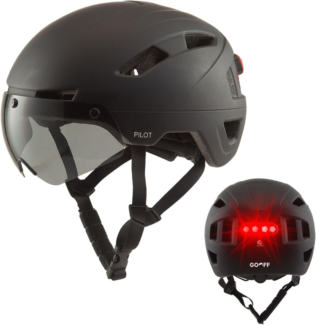 GOOFF Pilot S-Pedelec Helm - Schutz für schnelle E-Bike Fahrten – Fahrradhelm mit Visier und Licht –