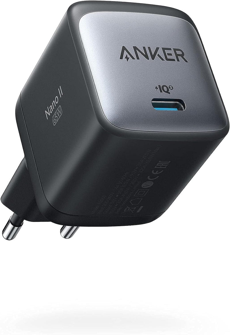 Anker Nano II 65W USB-C Ladegerät Netzteil mit Schnellladeleistung, GaN II Technologie, Kompatibel m