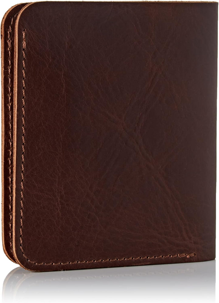 Otto Angelino Echtes Leder Ultra Slim Bifold Karte und Bargeld Geldbörse – Unisex Braun, Braun