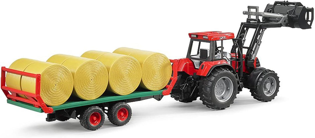 bruder 02220 - Ballentransportanhänger mit 8 Rundballen - 1:16 Ballenwagen Bauernhof Landwirtschaft