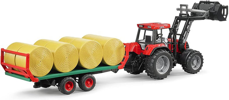 bruder 02220 - Ballentransportanhänger mit 8 Rundballen - 1:16 Ballenwagen Bauernhof Landwirtschaft