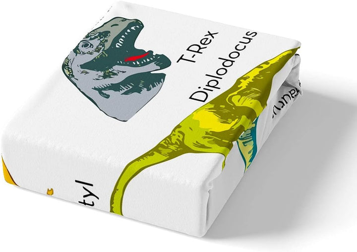 Loussiesd Dinosaurier Bettwäsche Kinder 135x200cm Mädchen Bunt Dinos Bettbezug Set Süss Dinosaurier