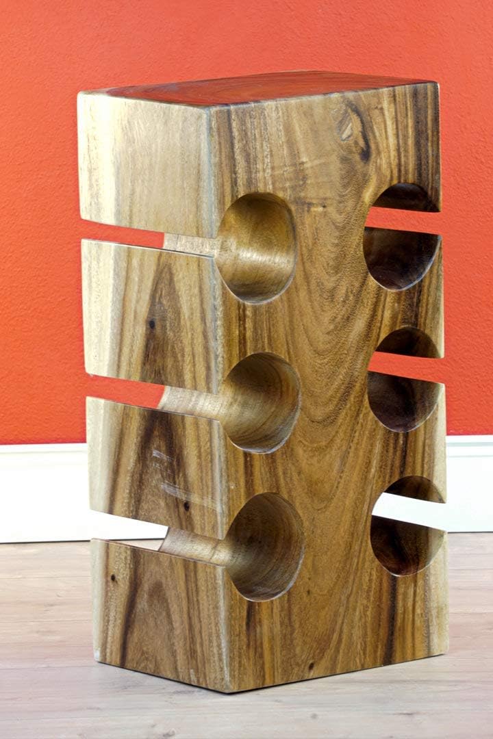 Kinaree Holz Weinregal und Beistelltisch - 51cm Flaschenhalter - Blumenständer mit Flaschenhalterung