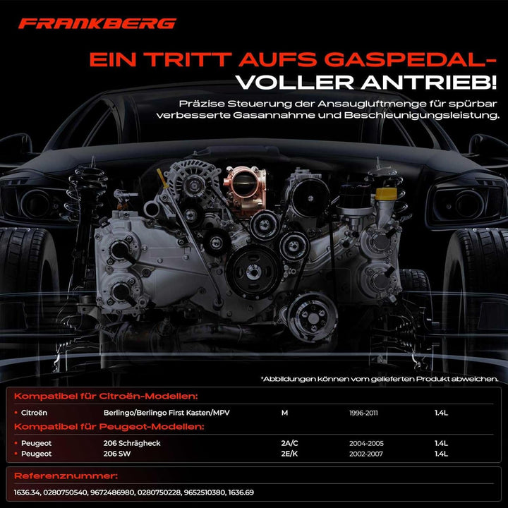 Frankberg Drosselklappe Kompatibel mit Berlingo/Berlingo First Kasten/MPV M 1.4L 1996-2011 Drosselkl