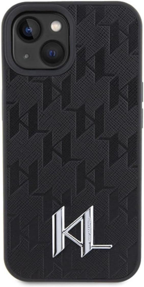 Karl Lagerfeld KLHCP15SPKLPKLK Hülle für iPhone 15 6.1" Schwarz hardcase Leather Monogram Hot Stamp