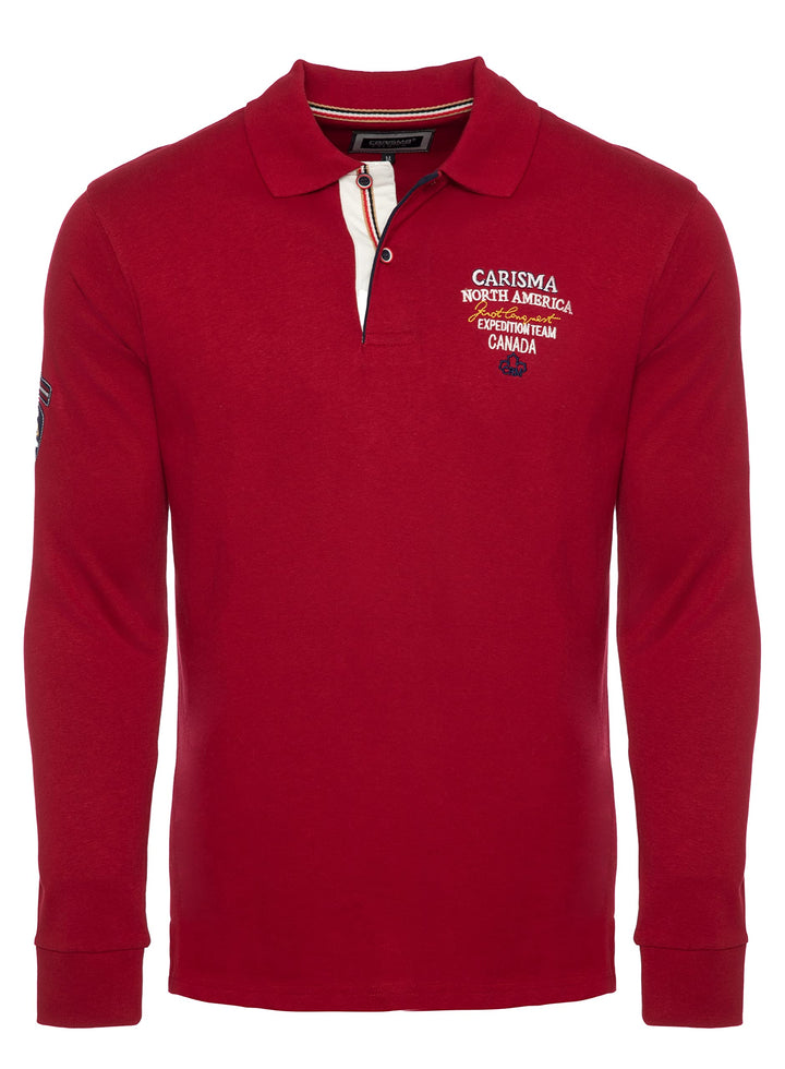 Carisma Langarm Poloshirt für Herren Baumwolle • Herren Langarmshirt mit Stickerei • Angenehmes Regu