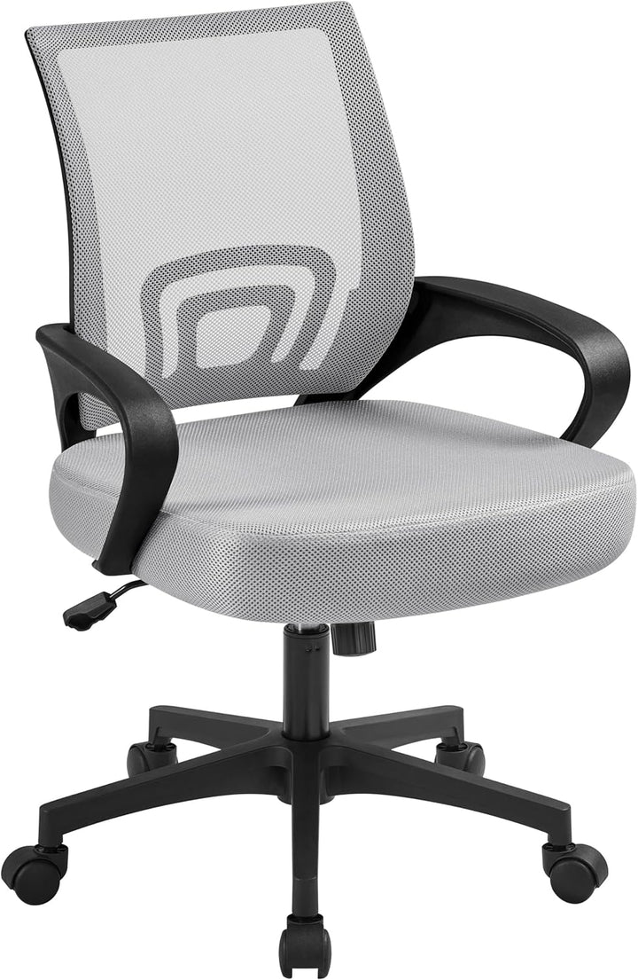 Yaheetech Bürostuhl, Ergonomischer Schreibtischstuhl mit Netzbespannung und Armlehnen, Drehstuhl aus