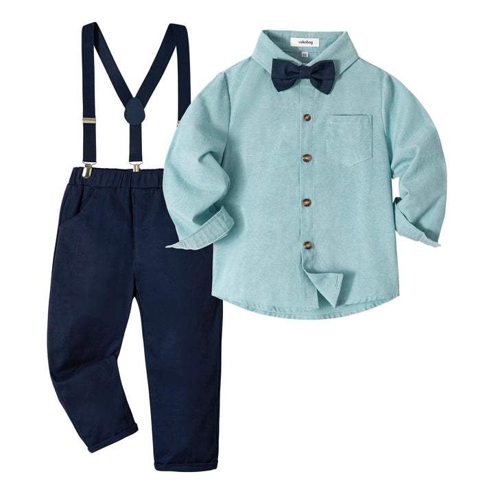 Volunboy Baby Jungen Anzug Set Bekleidung Hemd mit Fliege + Hosenträger Hosen Strampler Anzug 2-3 Ja