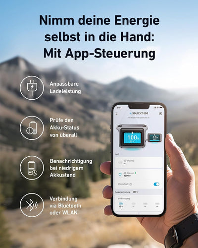 Anker SOLIX C1000 Tragbare Powerstation, LiFePO4, 1800W Solargenerator, 100% geladen in 58 Min. mit