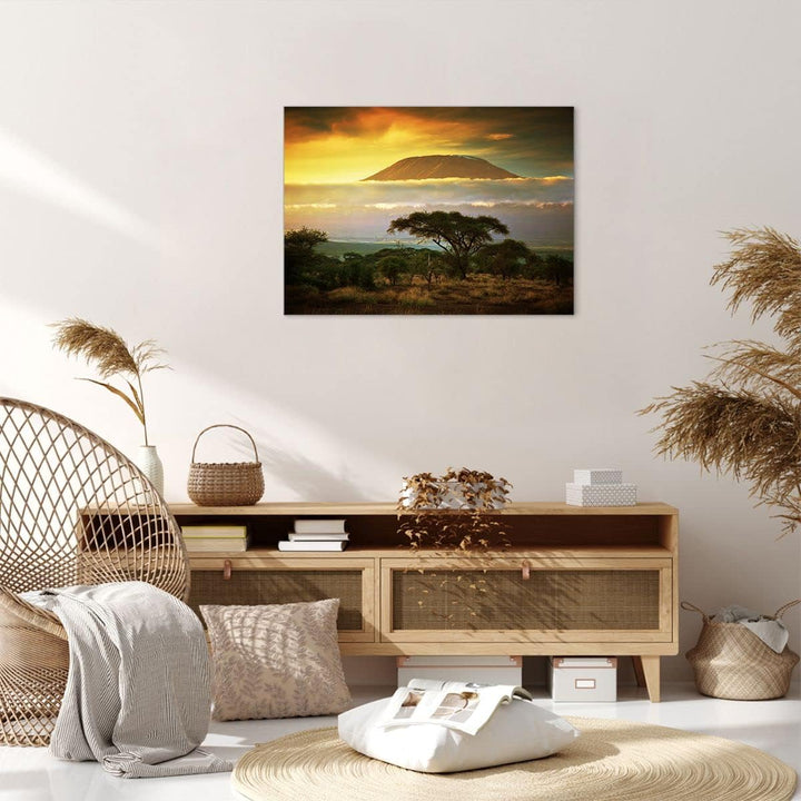 Bilder auf Leinwand Safari Tierwelt Berg Kenia Leinwandbild 70x50cm Wandbilder Dekoration Wohnzimmer