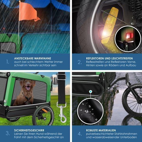 KESSER® Hundeanhänger Boxer 3-in-1 Hundebugg & Jogger Fahrradanhänger gross ca. 240 Liter Volumen, g