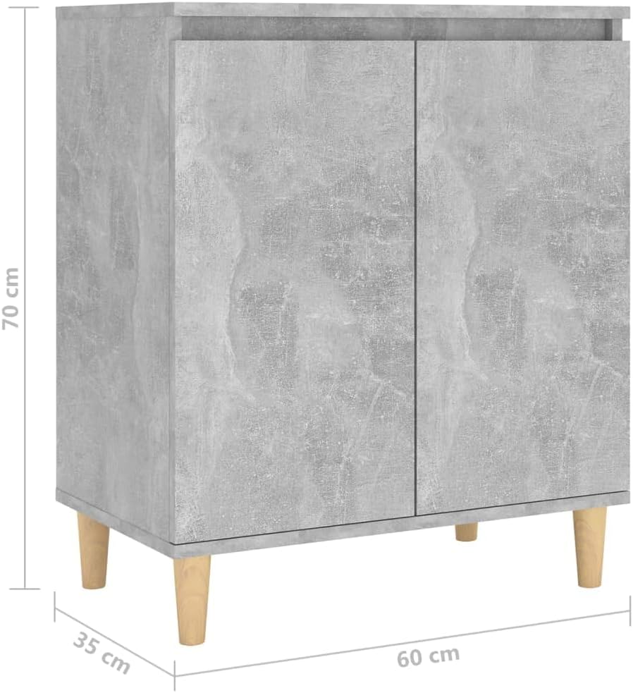 WIFESE Sideboard mit Massivholz-Beinen Betongrau 60x35x70 cmKomodenschrank KüChenschrank Komode Schr