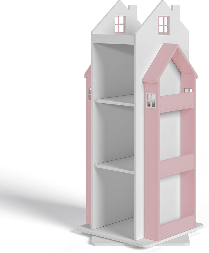[en.casa] Drehbares Bücherregal für Kinder Vipsali Spielzeugregal in Hausoptik Drehregal mit Aufbewa