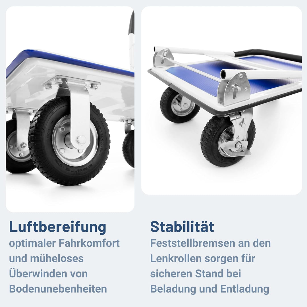 Pallit Transportwagen klappbar 300kg Rollwagen mit lenkbarer Luftbereifung Anti-Rutsch Plattformwage