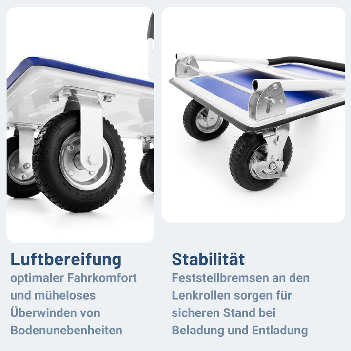 Pallit Transportwagen klappbar 300kg Rollwagen mit lenkbarer Luftbereifung Anti-Rutsch Plattformwage
