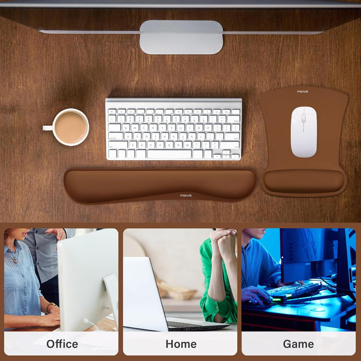 MOSISO Handgelenkauflagen für Mauspad&amp;Tastatur Set,Ergonomisches Mauspad Rutschfester Boden Zuhause/