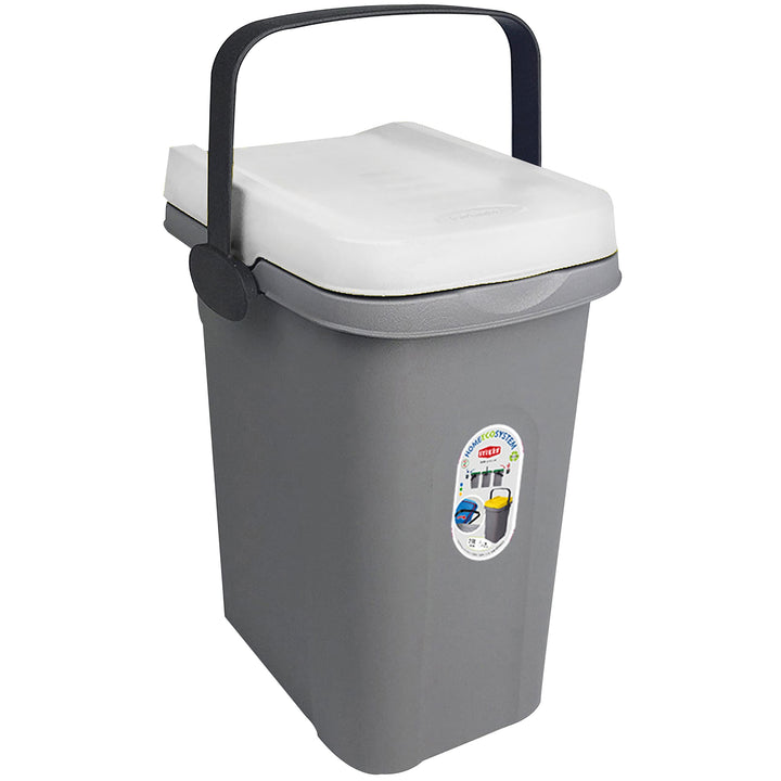 Abfalleimer 7 Liter Weiss 19x23x30,5cm - mit Gummidichtung im Deckel mit dem Henkel verschliessbar -