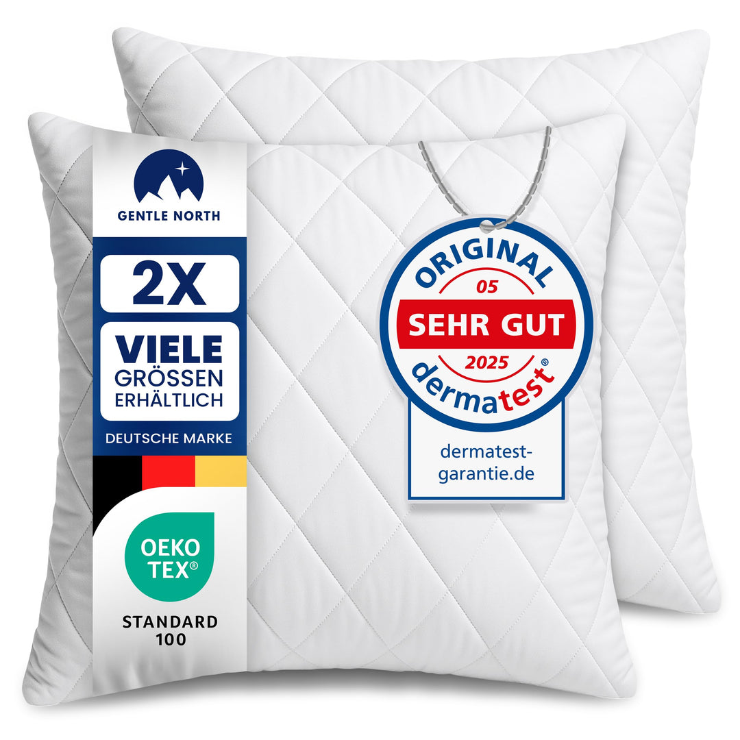 Gentle North Kopfkissen (80x80 cm gross) - 2er Set Kissen für Bett und als Dekokissen - Mit Reissver
