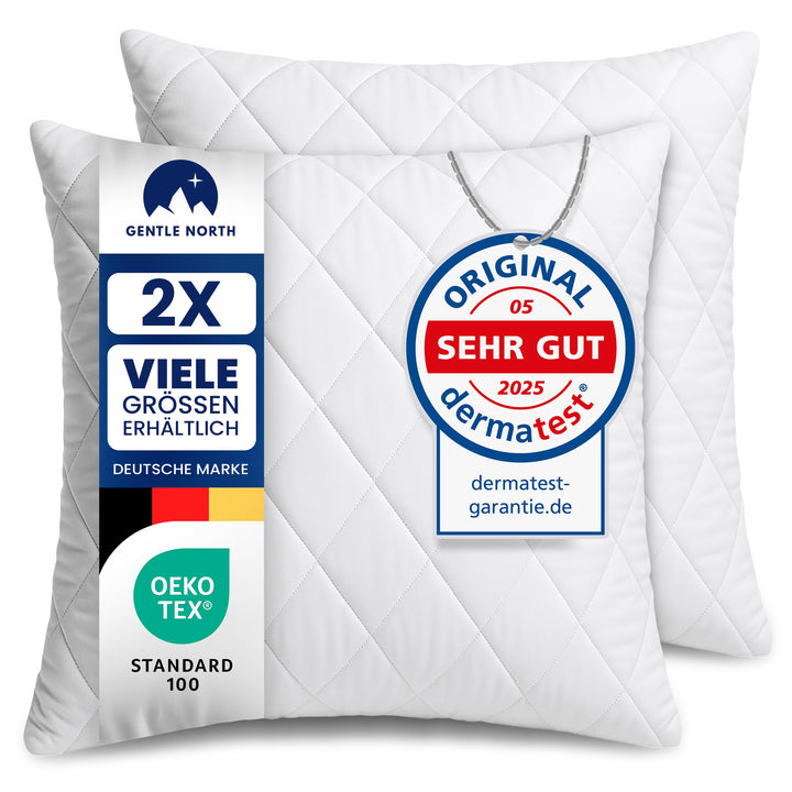 Gentle North Kopfkissen (80x80 cm gross) - 2er Set Kissen für Bett und als Dekokissen - Mit Reissver