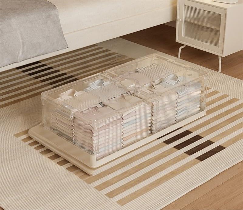 2 Stück 125 L Unterbett Aufbewahrungsbox Mit Deckel, Unterbettkommode Mit Rollen, Aufbewahrungsboxen